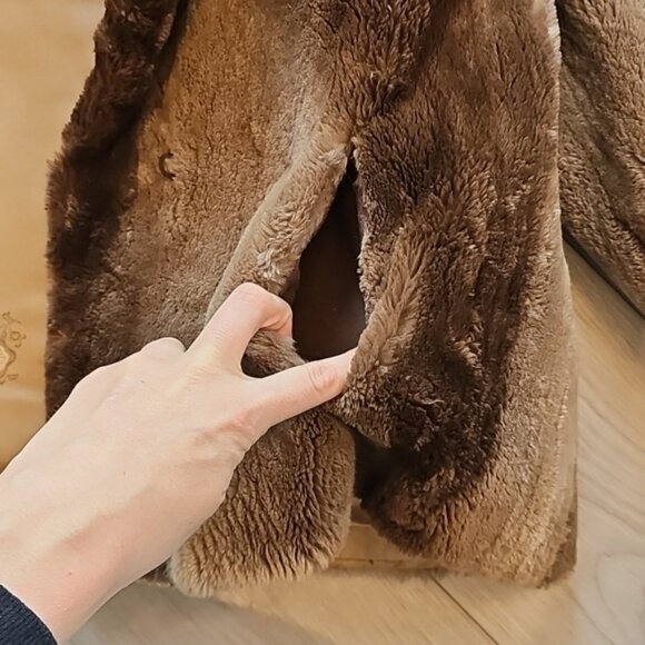 Vintage Beaver Fur Swing Coat Cropped Sleeve Jacket Medium - Picture 7 of 12